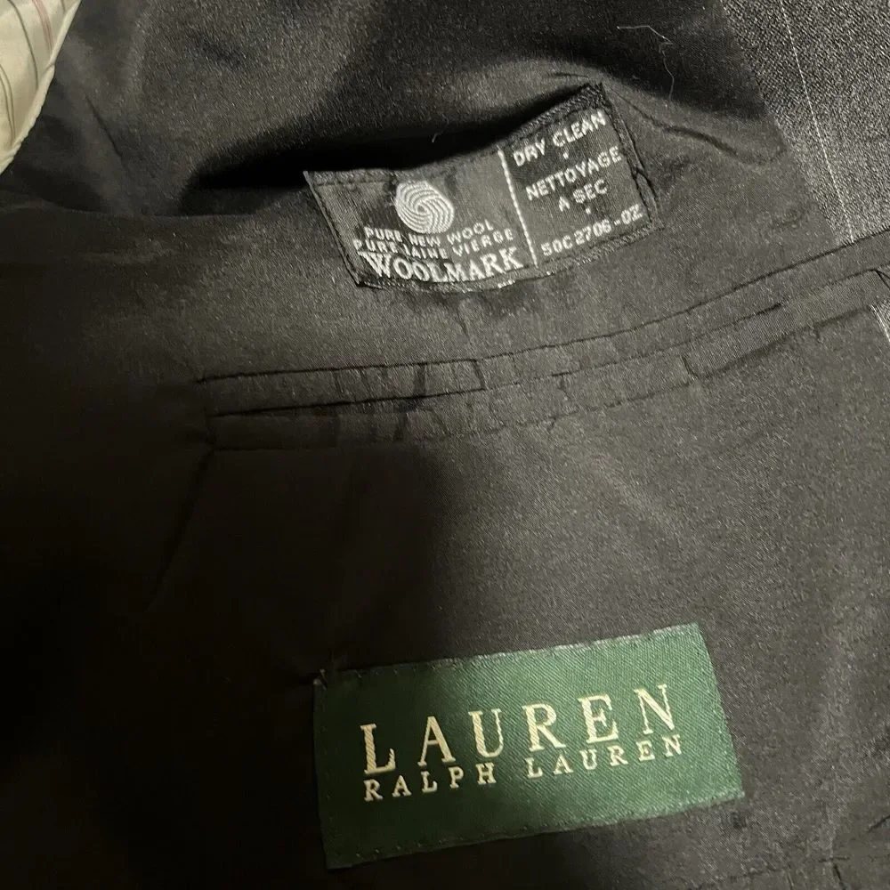 Lauren Ralph Lauren Gray Pinstripe Sz 42L Mens Sports Coat‎ Suit Jacket